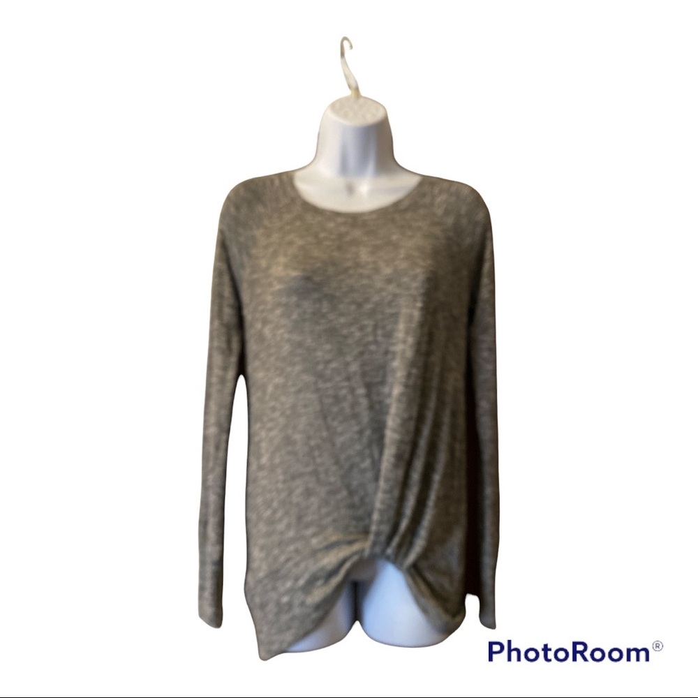JUICY COUTURE Gray Long Sleeve Knotted Hi Lo Top Size XS